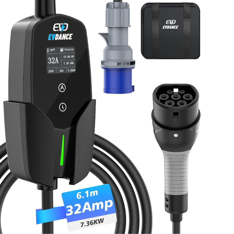 EVDANCE 32A Type 2 EV Charger  - Portable Ev Charger 32A Type 2 Cee Plug ulasan dan harga