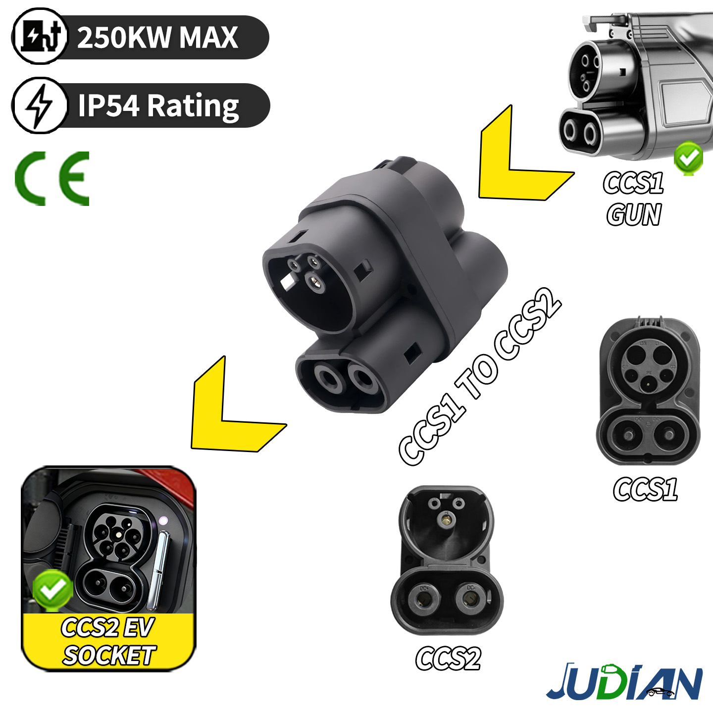 CCS1 to CCS2 EV DC Fast Chargi - Ccs2 To Ccs1 Fast Charge Adapter 250Kw ulasan dan harga