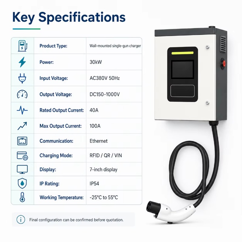 Customized 30kW CCS2 DC Fast E - Dc Fast Charger 30Kw Wallbox Commercial ulasan dan harga